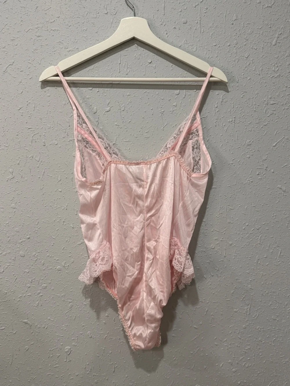 Vintage Soft Pink Lace Satin Teddy‎ Bodysuit Size Medium - Picture 6 of 6